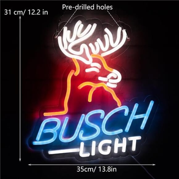 Busch Light Beer Neon LED Sign Deer Wall Decor Man Cave Beer Bar Pub Party - Picture 3 of 7